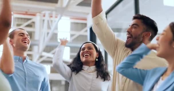 Gente Negocios Cinco Aplausos Por Éxito Celebración Trato Trabajo Equipo — Vídeos de Stock