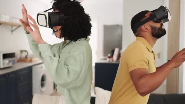 Gaming Virtual Reality Koppel Met Headset Spelen Online Spel Met — Stockvideo