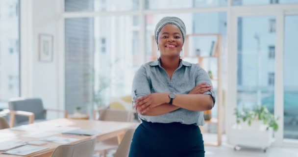 Fekete Üzleti Vezetés Boldog Portré Munkavállalóról Menedzsment Vállalati Szerepvállalás Erősítése — Stock videók