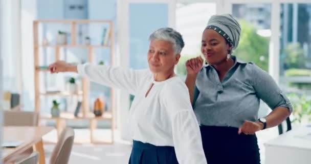 Business Women Dancing Celebration Office Success Target Achievement Bonus While — Stock Video
