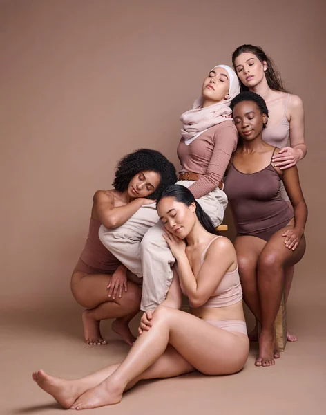 Diversidade Mulher Corpo Beleza Cuidados Com Pele Positiva Para Inclusão — Fotografia de Stock