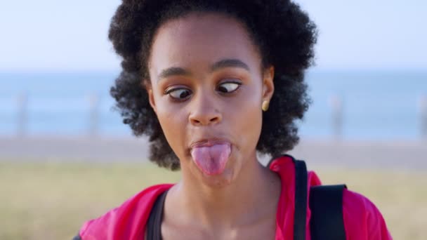 웃기는 그리고 남아프리카 여행등의 스타일이다 초상화 표정을 — 비디오