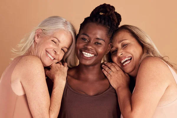 Beauty Diversity Portrait Women Self Love Happy Positive Mindset Studio — Stock Photo, Image