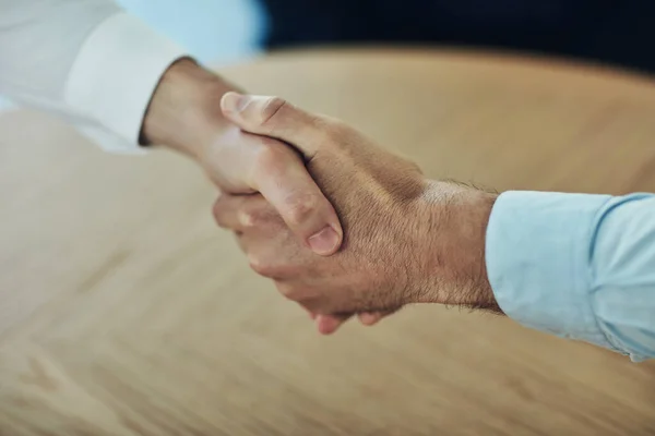 Two Better One Two Businessmen Shaking Hands Modern Office — Stock Photo, Image
