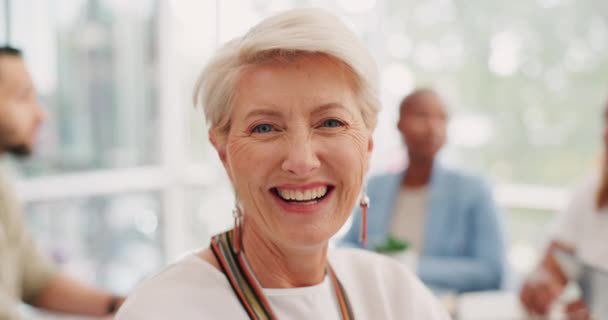 Szczęśliwy Uśmiech Twarz Kobiety Biznesu Biurze Zarządzania Przywództwa Wizji Profesjonalne — Wideo stockowe