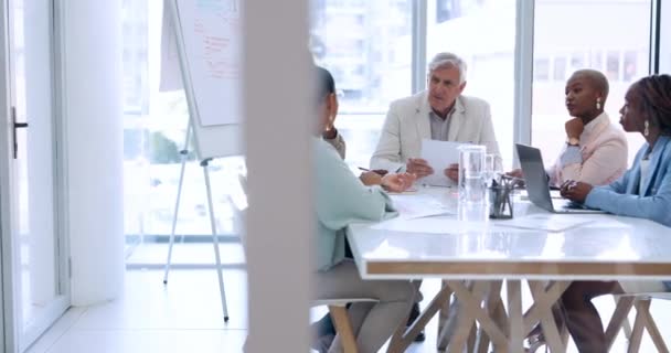 Διαχείριση Του Έργου Σχεδιασμός Και Στρατηγική Τους Επιχειρηματίες Στη Συνάντηση — Αρχείο Βίντεο