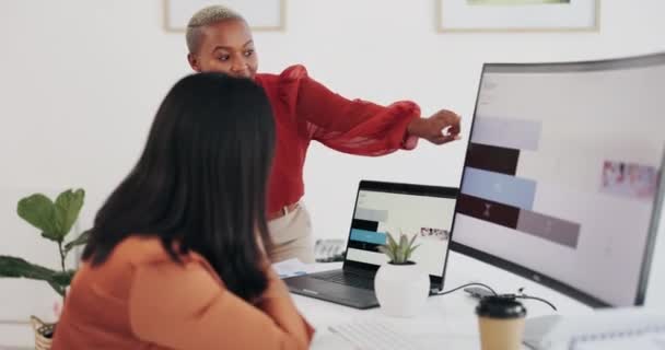 Uddannelse Mentor Forretningskvinde Med Medarbejder Computer Til Coaching Læring Planlægning – Stock-video