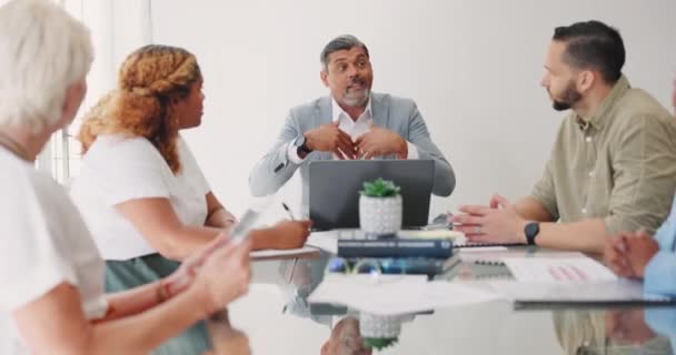Ceo Idee Planning Overleg Met Team Voor Professionele Bedrijfscommunicatie Samen — Stockvideo