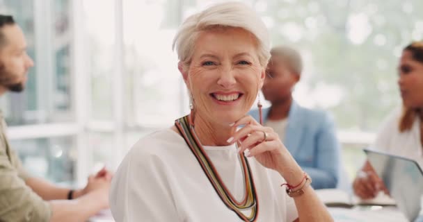 Συνάντηση Χαμόγελο Και Πρόσωπο Μιας Γυναίκας Των Επιχειρήσεων Ηγέτης Διευθύνων — Αρχείο Βίντεο