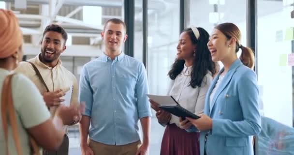 Разнообразие Команда Рукопожатие Партнерства Бизнеса Сотрудничества Современном Офисе Teamwork Multiracial — стоковое видео