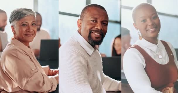 Modern Ofiste Pazarlama Şirketinde Reklam Sektöründe Adamları Yüz Veya Kahkaha — Stok video