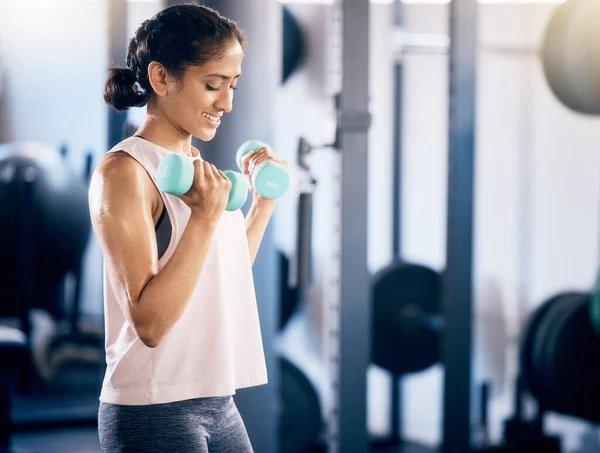 Fitness Dumbbell Training Woman Gym Weightlifting Health Sports Workout Energy — Stock Photo, Image