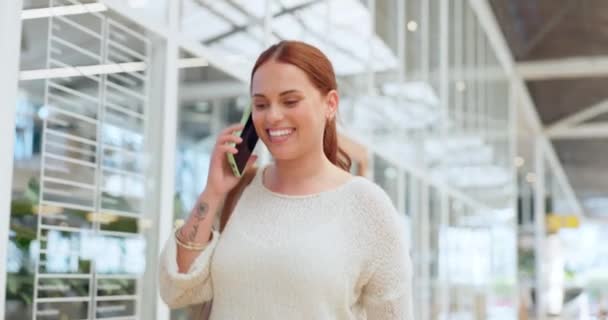 Telefone Chamada Comunicação Mulher Negócios Shopping Center Para Empréstimo Riqueza — Vídeo de Stock
