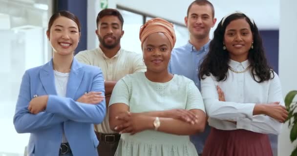 Çeşitlilik Takım Kolları Çapraz Modern Ofiste Işbirliği Güven Veya Pazarlama — Stok video