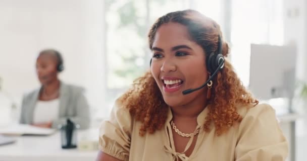Business Call Center Und Frau Für Telemarketing Beratung Und Gespräche — Stockvideo