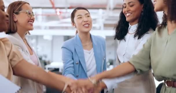 Equipe Negócios Mãos Juntas Celebração Trabalho Equipe Com Mulheres Para — Vídeo de Stock