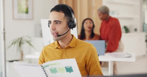 Dostum Tele Pazarlama Acentesi Müşteri Detayları Için Belgelerle Çalışmak Müşteri — Stok video