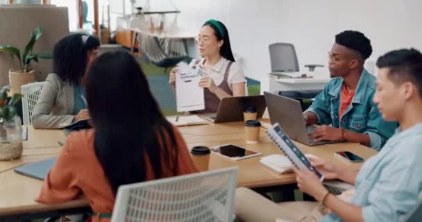 Ділові Люди Різноманітність Або Зустріч Сучасними Офісними Документами Цифровим Маркетинговим — стокове відео