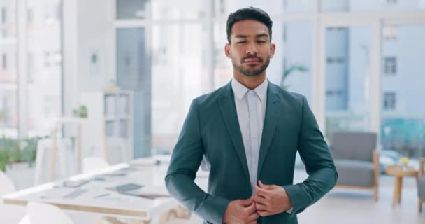 Podnikatel Tvář Lídr Kancelářské Budově Město Vize Pro Úspěch Architektonické — Stock video