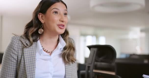Mujer Negocios Discusión Liderazgo Con Papeleo Reuniones Negocios Comunicación Feliz — Vídeos de Stock