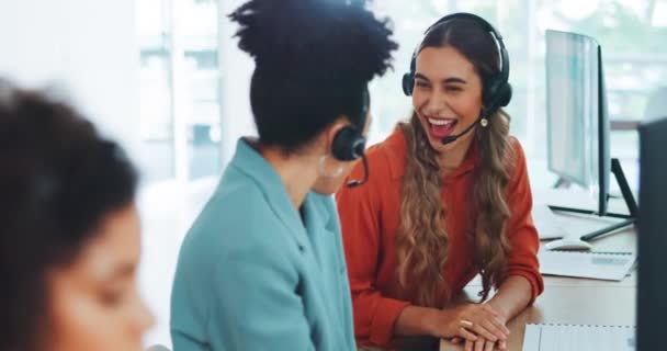 Business Agent Women Handshake Celebration Happiness Ecommerce Sales Office Team — Stock Video