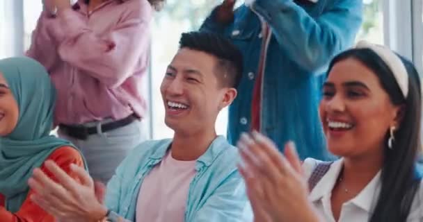 Zaken Team Applaus Voor Feest Zakelijke Deal Omzetgroei Kantoor Teamwork — Stockvideo