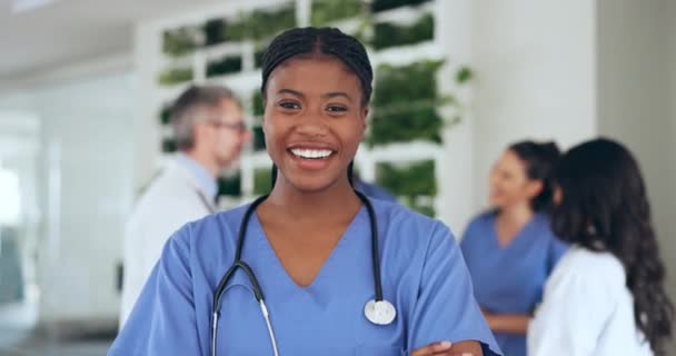 Femme Noire Médecin Visage Avec Sourire Personnel Médical Hospitalier Professionnel — Video
