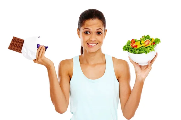 What Would You Portrait Attractive Young Woman Choosing Healthy Salad —  Fotos de Stock