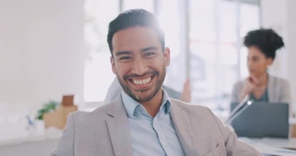 Happy Face Man Meeting Goals Vision Mission Career Success Corporate — Vídeos de Stock