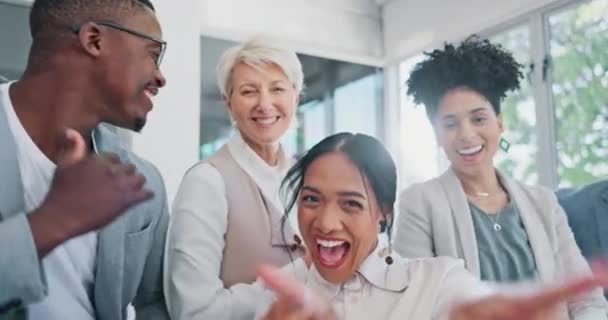 Success Teamwork Startup Team Dancing Celebrating Creative Office Diversity Dance — Vídeos de Stock