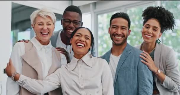 Business People Happy Collaboration Diversity Corporate Team Professional Face Group — Vídeos de Stock