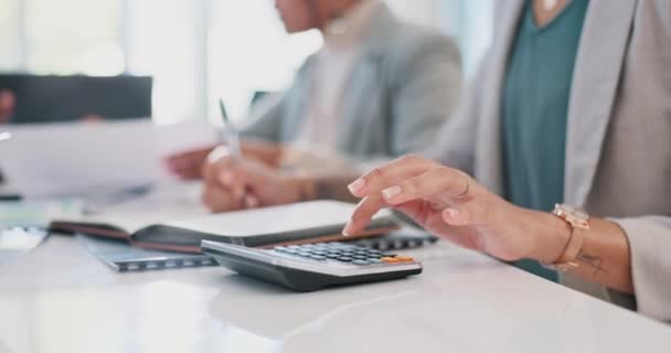 Calculator Finance Accountant Woman Hand Budget Financial Report Business Audit — Video