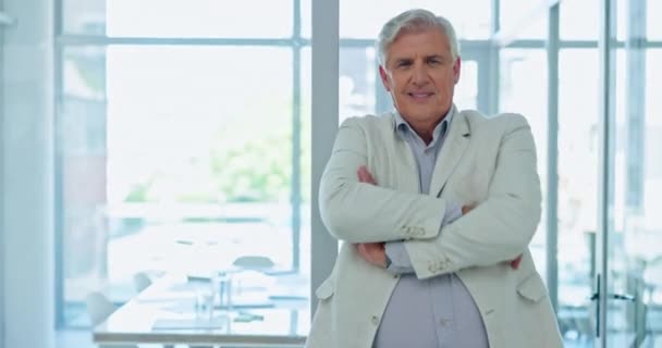 Proud Face Businessman Office Building Leadership Corporate Success Career Management — Stockvideo