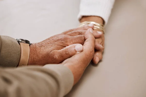 Support Trust Holding Hands Senior Couple Therapy Marriage Counselling Session — Stock Photo, Image