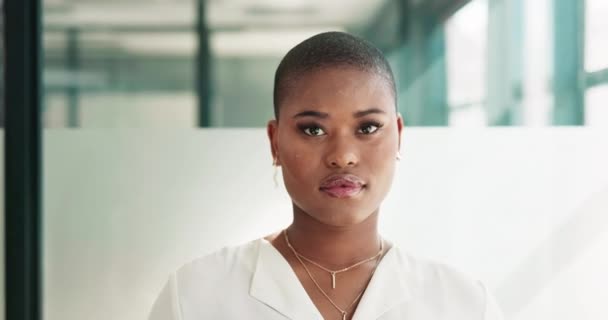 Face Leadership Business Woman Office Ready Targets Goals Black Woman — Vídeos de Stock