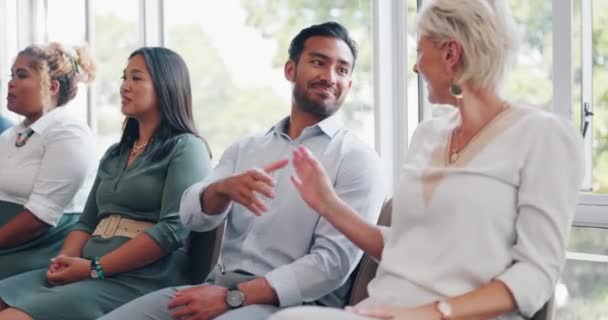 Business People Handshake Networking Waiting Room Recruitment Job Interview Man — Vídeo de Stock