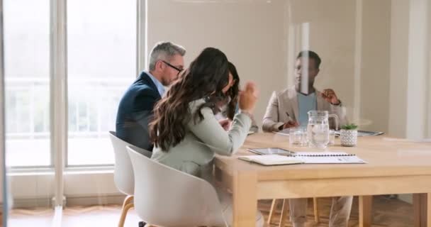 Meeting Planning Collaboration Business Woman Leader Talking Her Team Boardroom — Stock videók