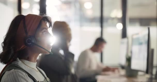 Telemarketing Call Center Face Woman Customer Service Crm Consulting Online — Vídeos de Stock