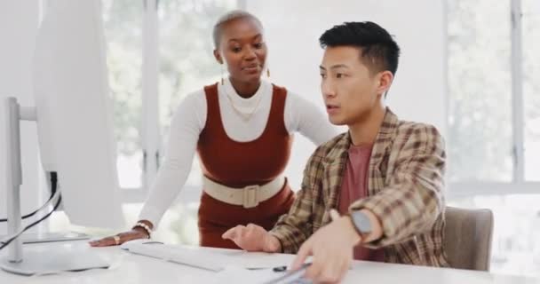 Leadership Black Woman Manager Mentoring Employee Seo Digital Marketing Strategy — Vídeo de Stock