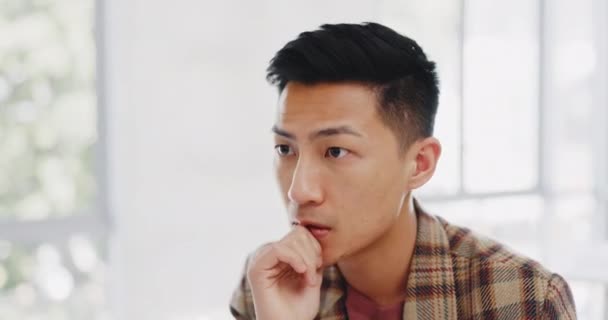 Business Stress Asian Man Thinking Frustrated Depression Office Male Entrepreneur — Stok video