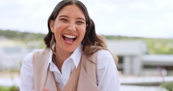 Business Woman Success Happy Face Company Headshot Positive Mindset Vision — Stockvideo