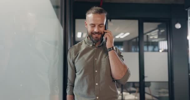 Phone Call Happy Businessman Phone Communication Contact Networking Smile Conversation — Stock videók