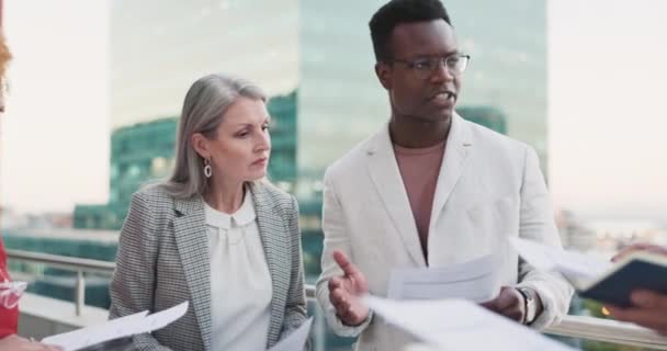 Business Team Black Man Meeting Brainstorming Intelligent Corporate Deal Teamwork — Vídeos de Stock