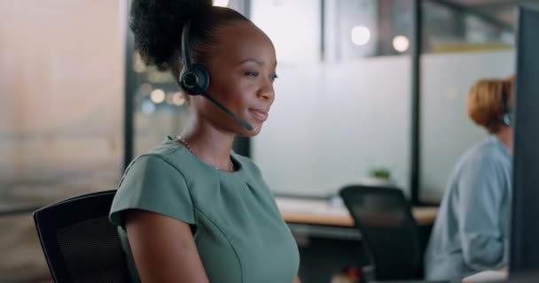 Face Business Woman Call Center Telemarketing Customer Support Office Portrait — Vídeo de Stock