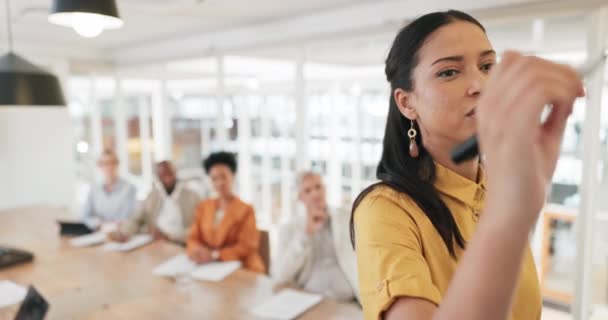 Business Meeting Woman Presentation Leader Writing Corporate Seminar Business People — Stok video