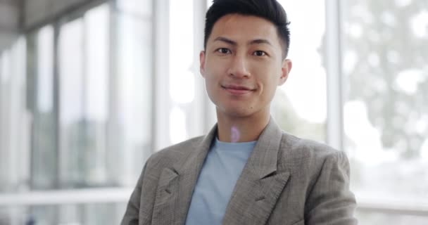 シンガポール企業のオフィスで笑顔で起業家のスタートアップ 開発者や肖像画 ワークスペースで腕を組んで 目標意識 成功のためのハッピー モチベーション Itマネージャー — ストック動画