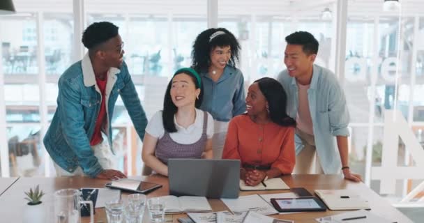 Collaboration Motivation Thumbs Business Team Celebration Success Together Work Portrait — Vídeos de Stock