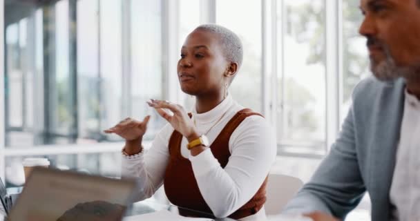 Business Black Woman Leader Talking Team Staff Creative Brainstorming African — 비디오