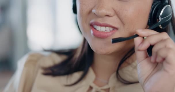 Call Center Woman Mouth Support Agent Commerce Website Solution Problem — Vídeos de Stock