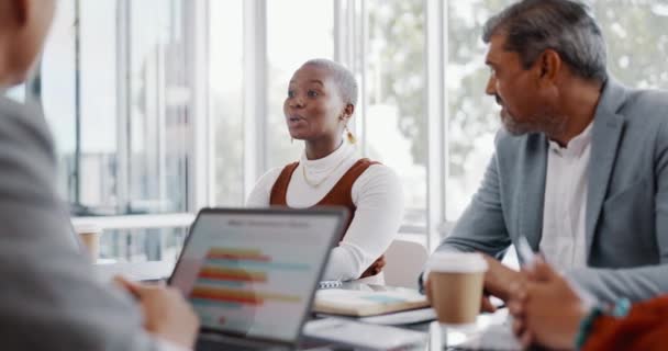 Meeting Discussion Professional Black Woman Talking Her Colleagues Office Conference — Stock Video